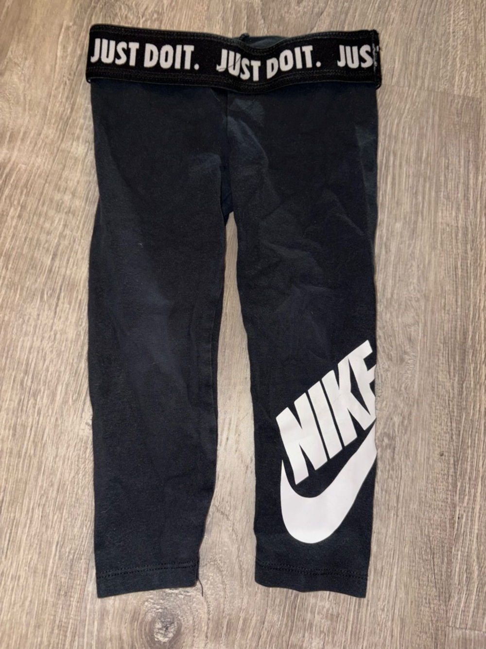 Nike Black Leggings with White Logo and 'Just Do It' Waistband